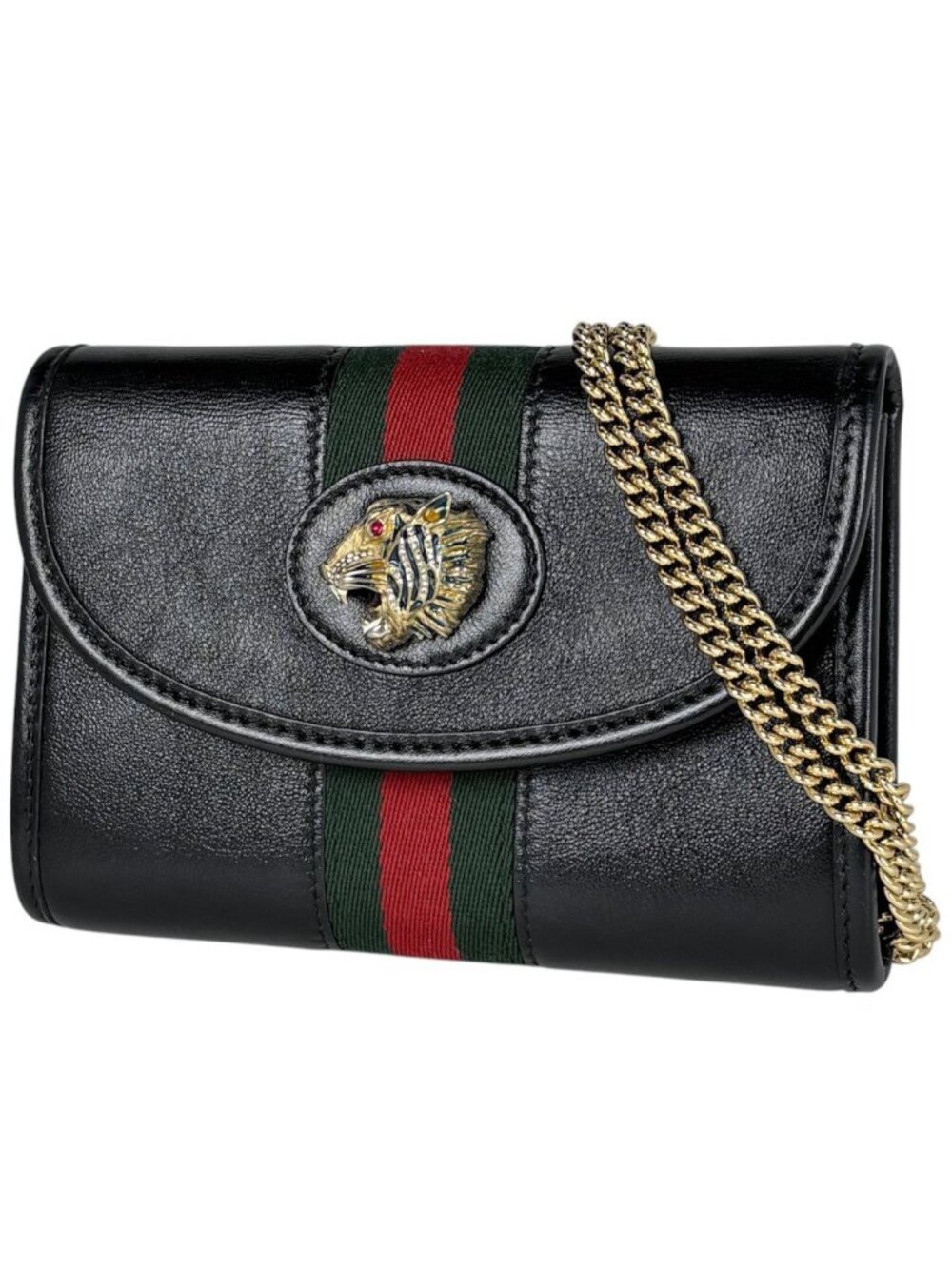 Gucci Shoulder Bag Rajah Web Leather Black